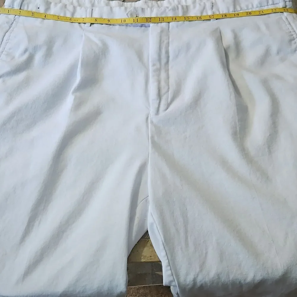 Trust Men's White Linen Blend Flat Front Pants - Size 48x32 - Coastal Chic